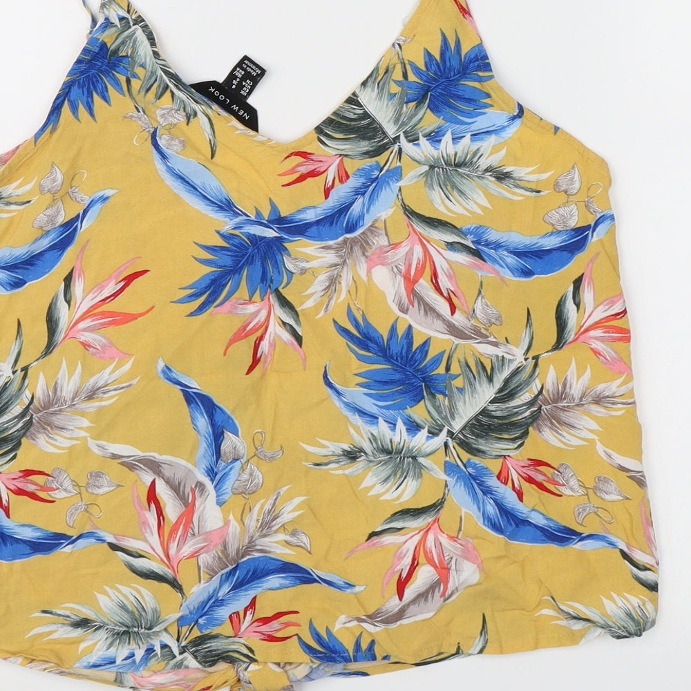 New Look Womens Yellow Floral Camisole Tank Size 8