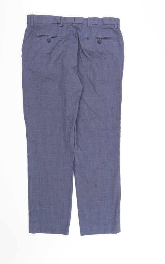 Marks and Spencer Mens Blue Check Rayon Dress Pants Trousers L31 in