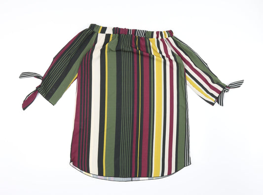 Quiz Womens Multicoloured Striped Chiffon Shirt Dress Size 12