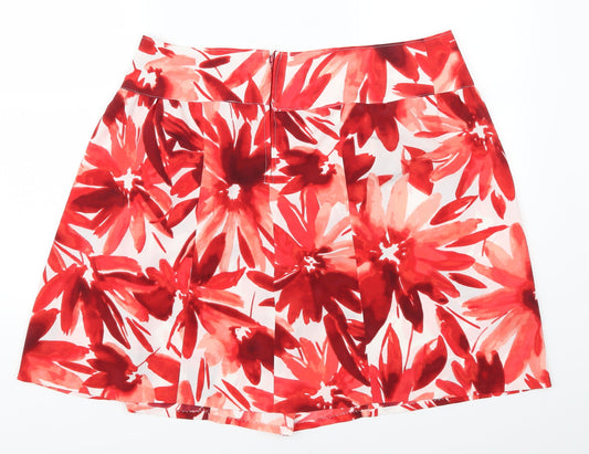 Preworn Womens Red Floral A-Line Skirt Size 36 in