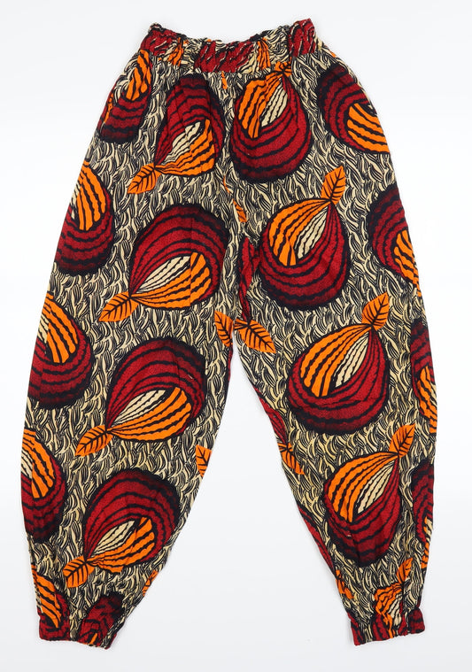 Preworn Womens Orange Geometric Cropped Trousers Size 24 in L24 in