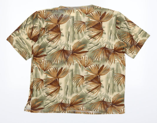 dian dian Womens Brown Floral Basic T-Shirt Size L