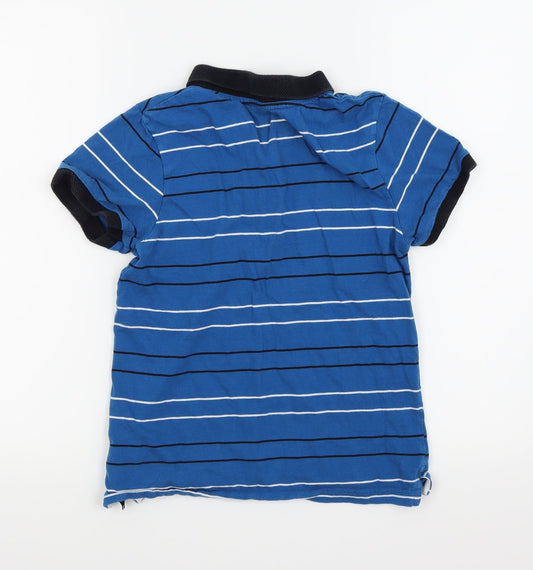 Blue Zoo Boys Blue Striped Basic Polo Size 9-10 Years