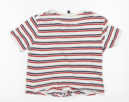 Divided by H&M Womens White Striped Basic Polo Size S