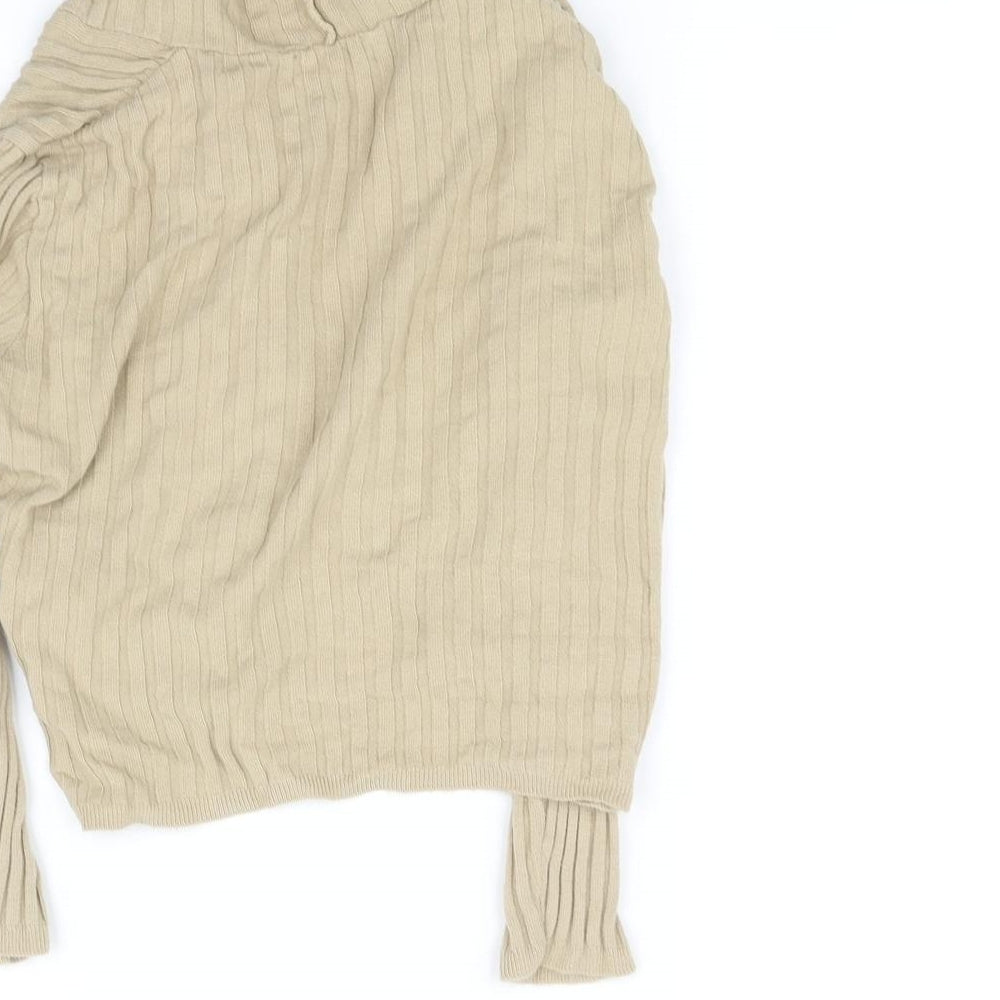 Brand and care label for kookia women’s beige cardigan jumper, size XS