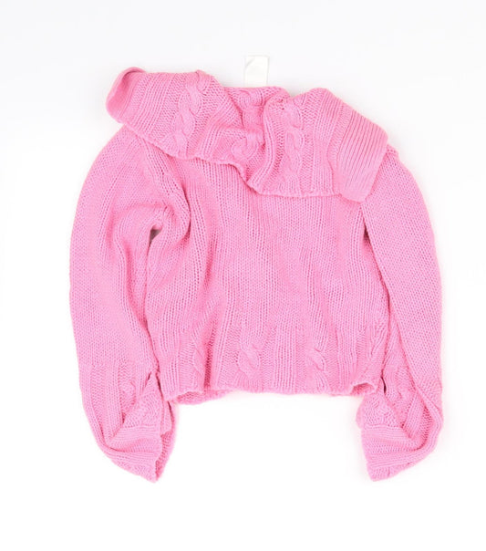 pre worn Girls Pink Cardigan Jumper Size 4 Years