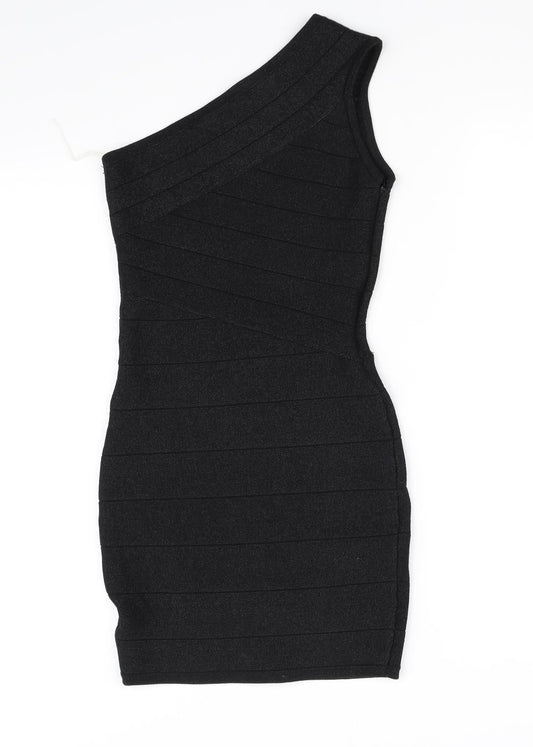 wow coulture Womens Black Houndstooth Fit & Flare Size S