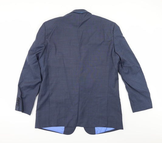 COMMUTER SUITS Mens Blue Herringbone Jacket Suit Size 44