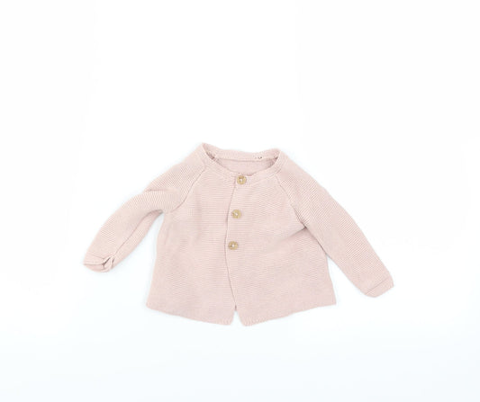 Additional front view of George girls’ pink cardigan jumper, size 0-3, months