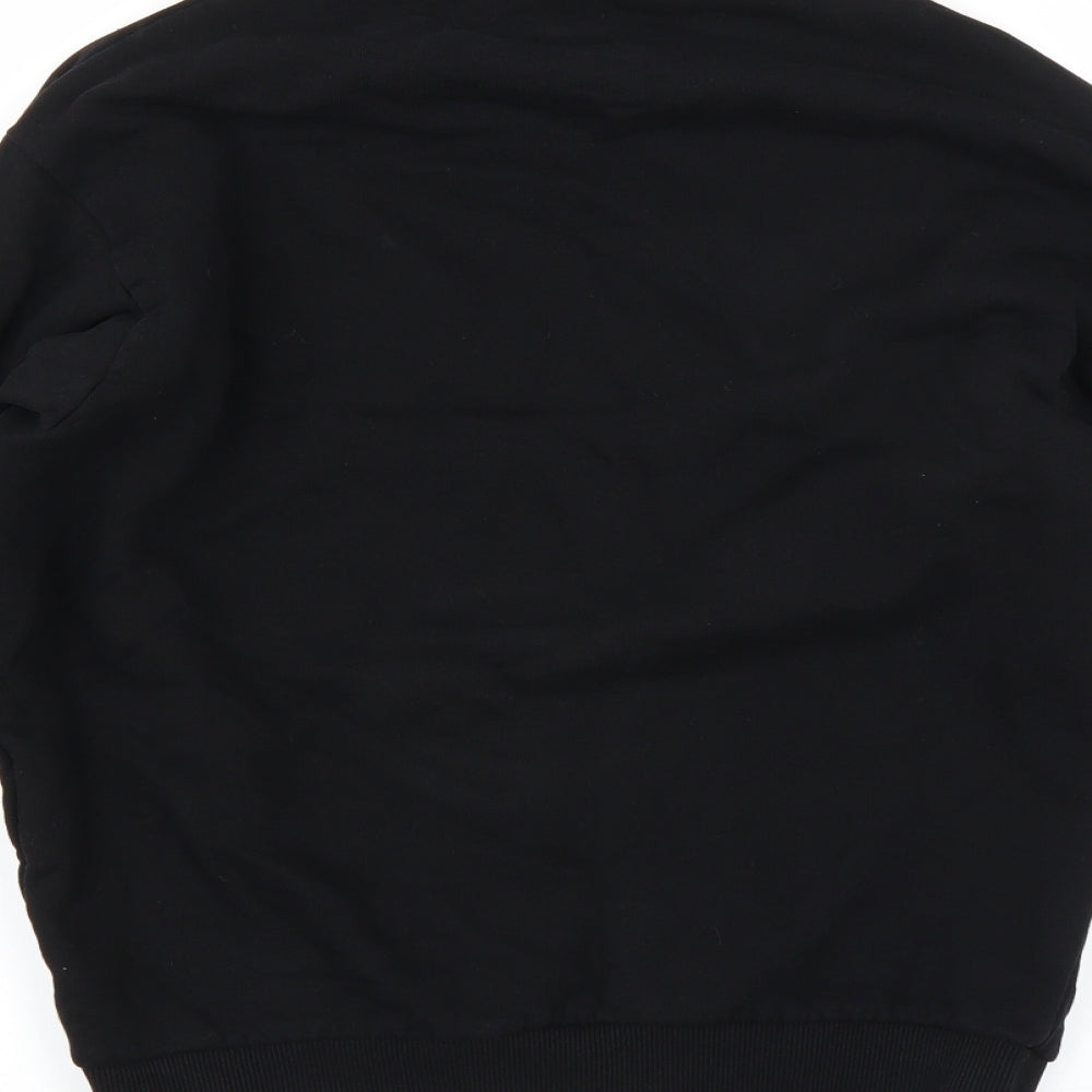 Brand and care label for ASOS men’s black pullover sweatshirt, size XS, - 2xs