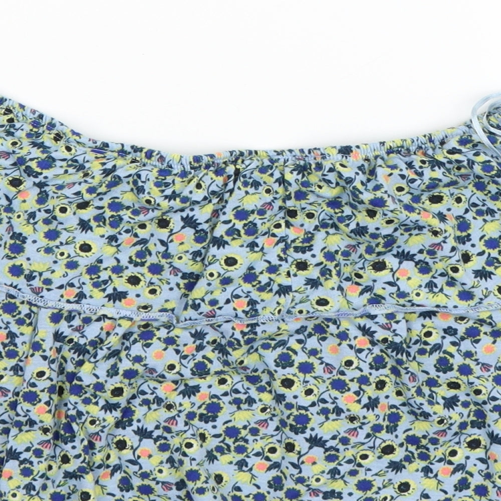 Topshop Womens Blue Floral Basic Blouse Size 6 - Crop