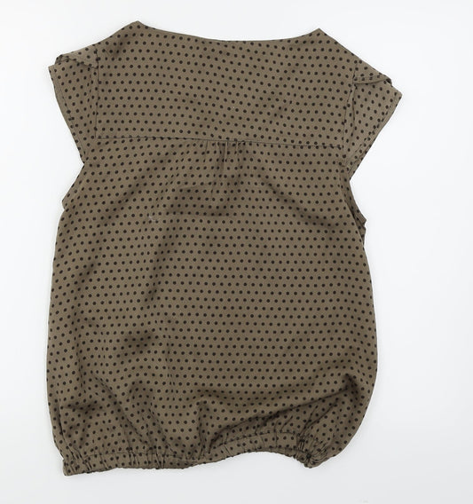 S.Y Womens Brown Polka Dot Basic Blouse Size M
