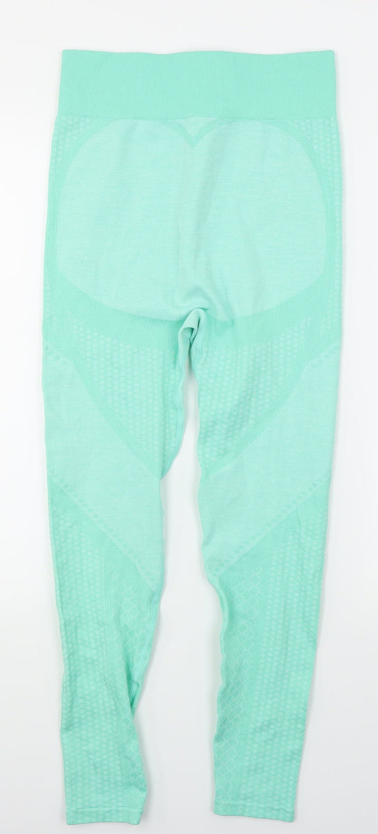 South Beach Womens Blue Polka Dot Jogger Leggings Size XS L23 in