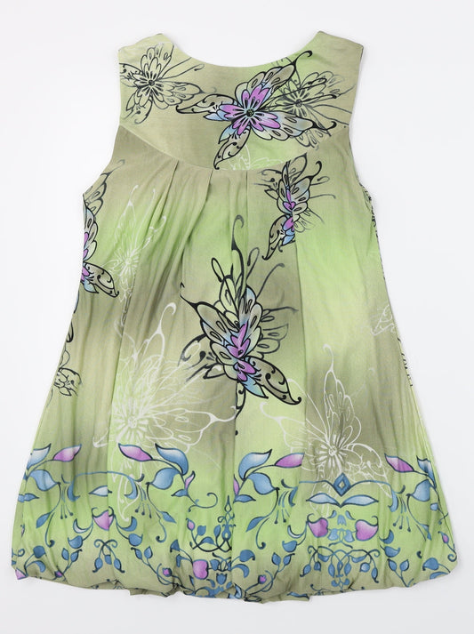 Angeltye Womens Green Floral Basic T-Shirt Size S