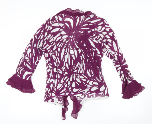 Soon Womens Purple Geometric Cardigan Jumper Size 12