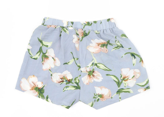 Additional front view of Preworn women’s purple floral hot pants shorts, size S