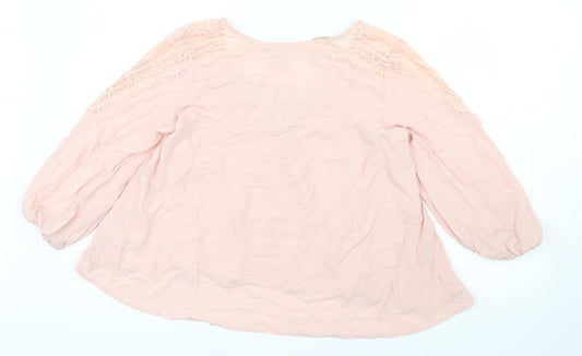 FOREVER 21 Womens Pink Basic Blouse Size S - Lace detail