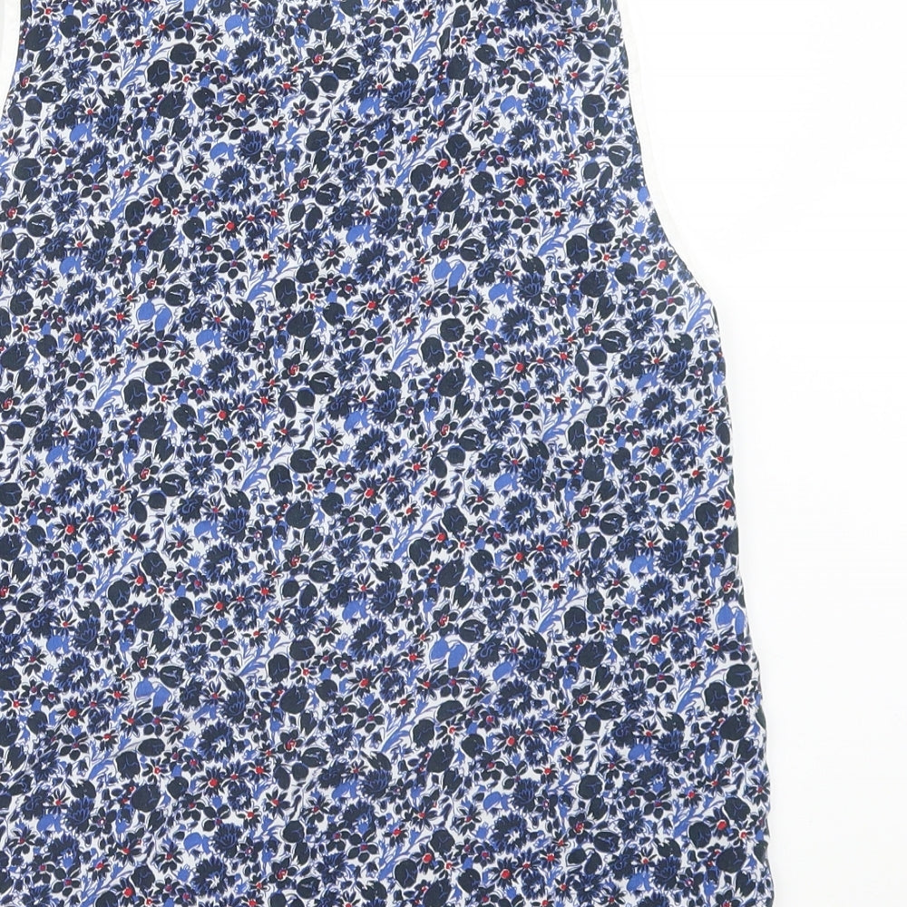 Brand and care label for Jack Wills women’s blue floral basic blouse, size UK 8