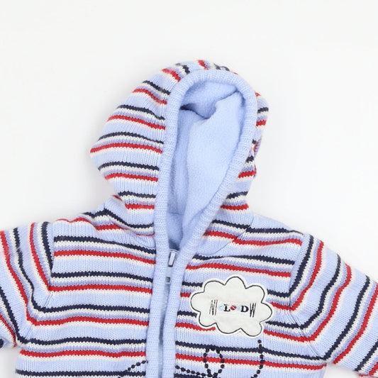 George Boys Blue Striped Full Zip Jumper Size 3-6 Months