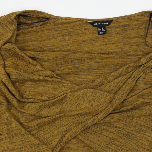 New Look Womens Yellow Herringbone Wrap Jumper Size 10
