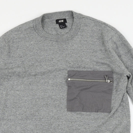 H&M Mens Grey Pullover Jumper Size S