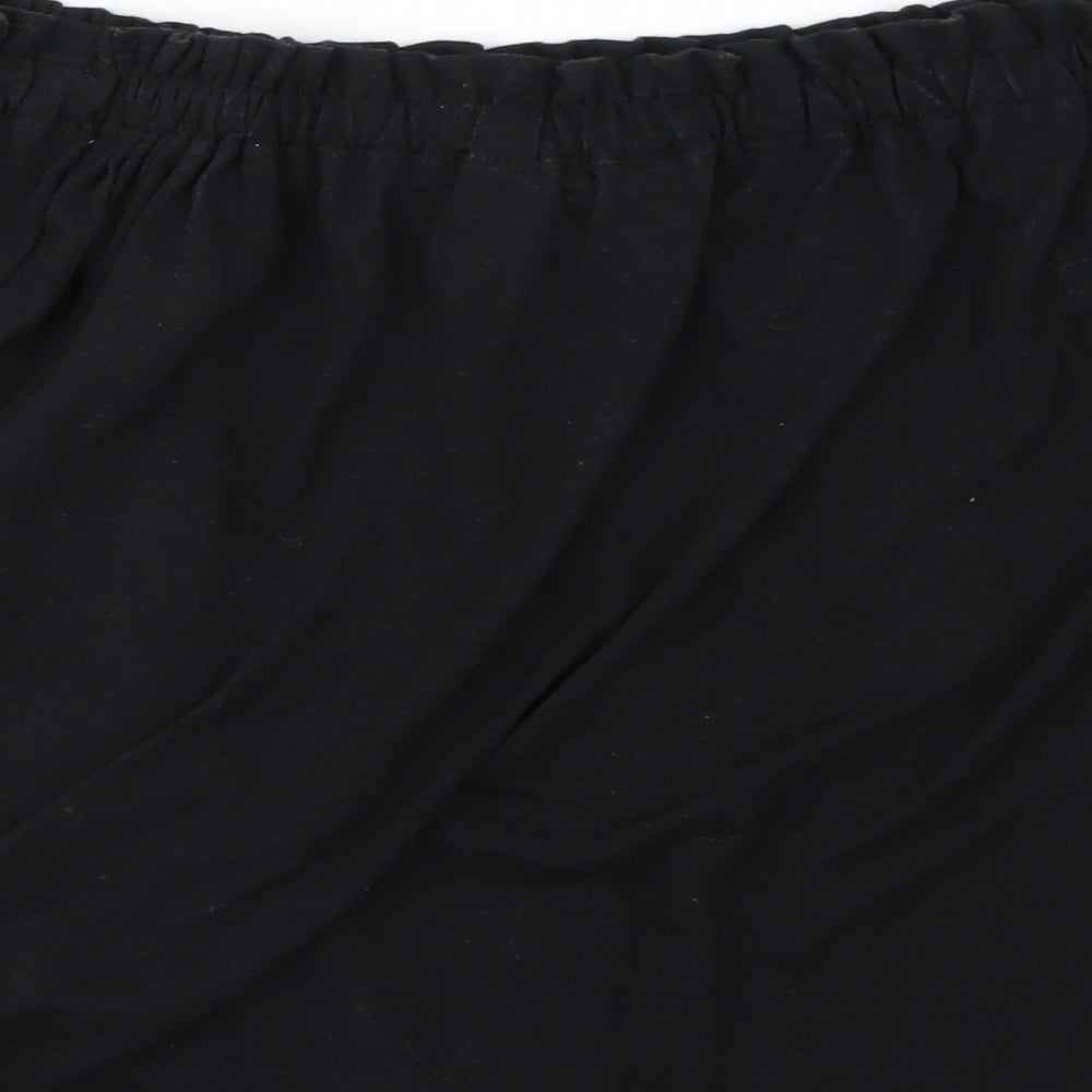 Brand and care label for New Look women’s black jersey basic t-shirt, size UK 10