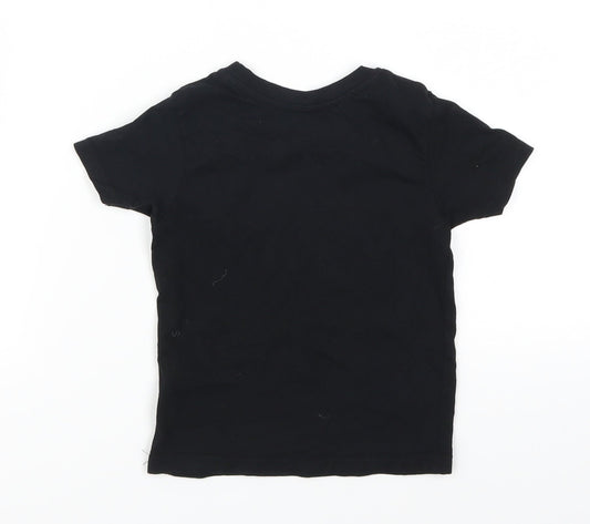 Primark Girls Black Basic T-Shirt Size 18-24 Months - Palm Tree