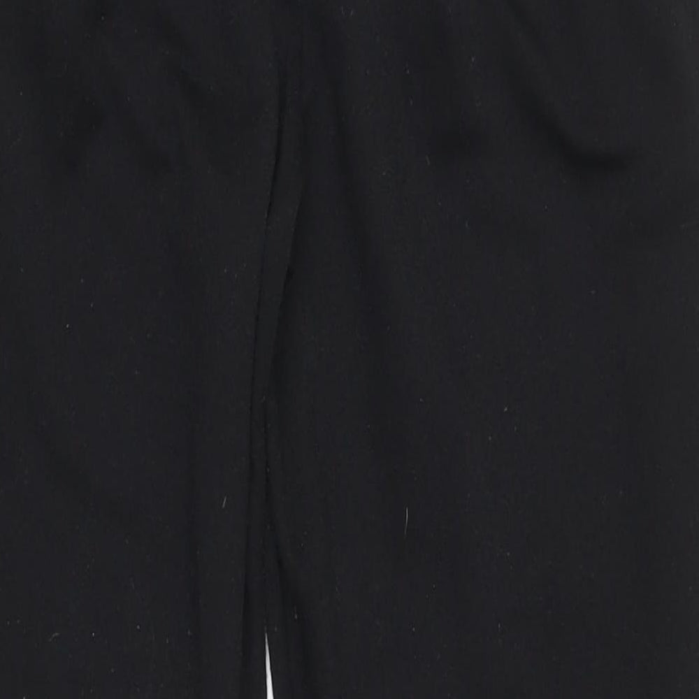 Brand and care label for Preworn women’s black sweatpants, size S, 22-inch leg