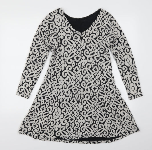 Marks and Spencer Womens Grey Geometric Skater Dress Size 8