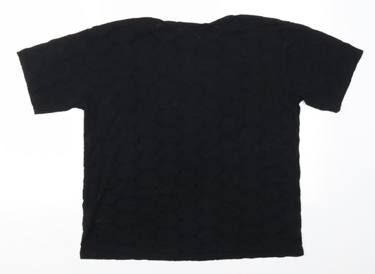 Blonde + Blonde Womens Black Polka Dot Basic T-Shirt Size 12