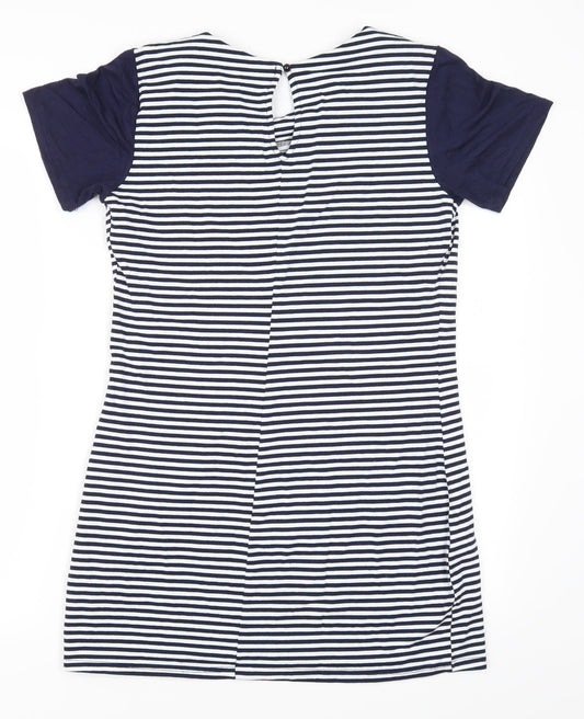 Cameo Rose Womens Blue Striped T-Shirt Dress Size S