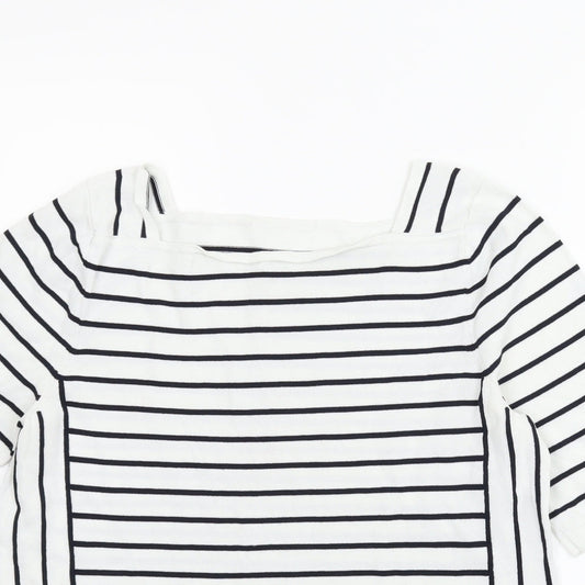 NEXT Womens White Striped Basic Blouse Size 12