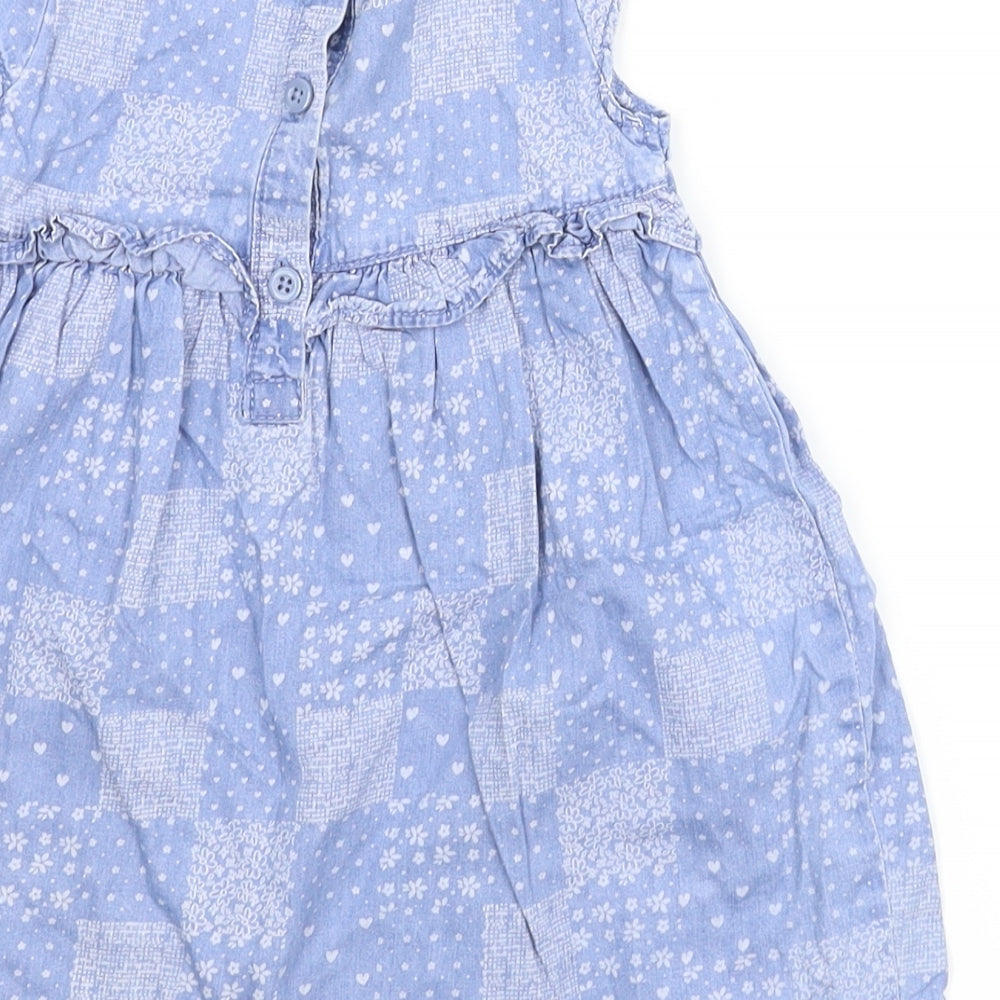 George Girls Blue Floral A-Line Size 9-12 Months