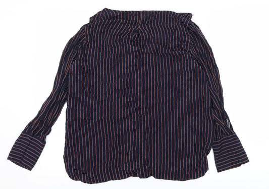 Sweewe Womens Blue Striped Basic Blouse Size S
