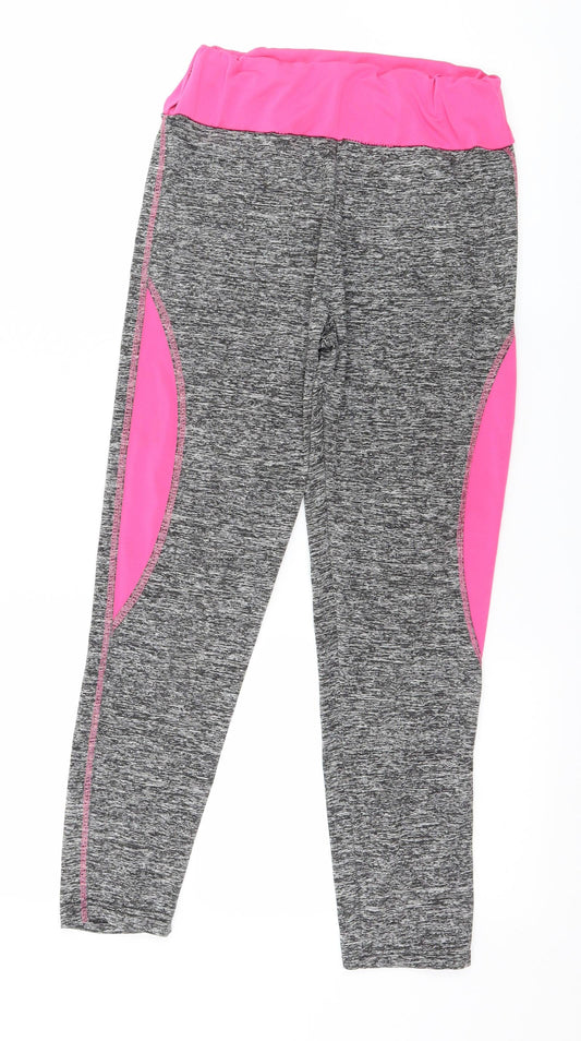 New Ann Womens Grey Colourblock Jersey Capri Leggings Size S L24 in
