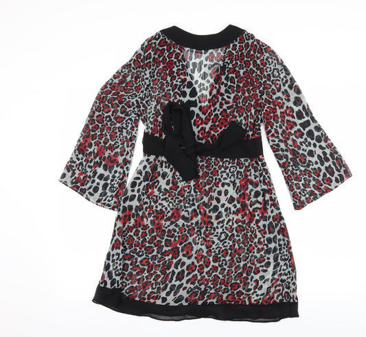John Richmond Womens Multicoloured Animal Print Basic Blouse Size 8 - Sheer