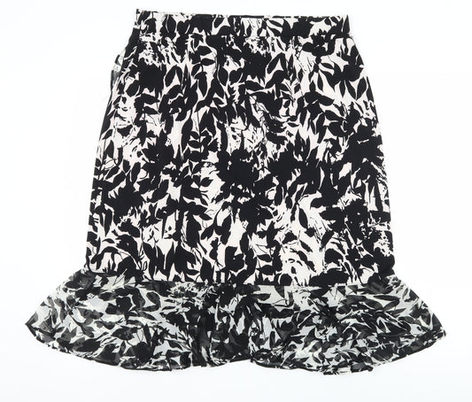 George Simonton Womens Black Floral Flare Skirt Size M