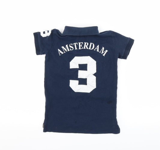 Amsterdam Sports Colletcion Boys Blue Jersey Basic T-Shirt Size 4 Years - Amsterdam