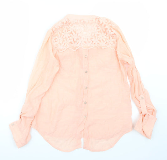 Mine Womens Orange Basic Button-Up Size S