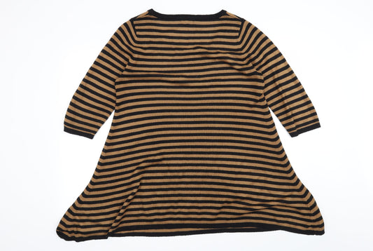 Papaya Womens Brown Striped Pullover Jumper Size 12