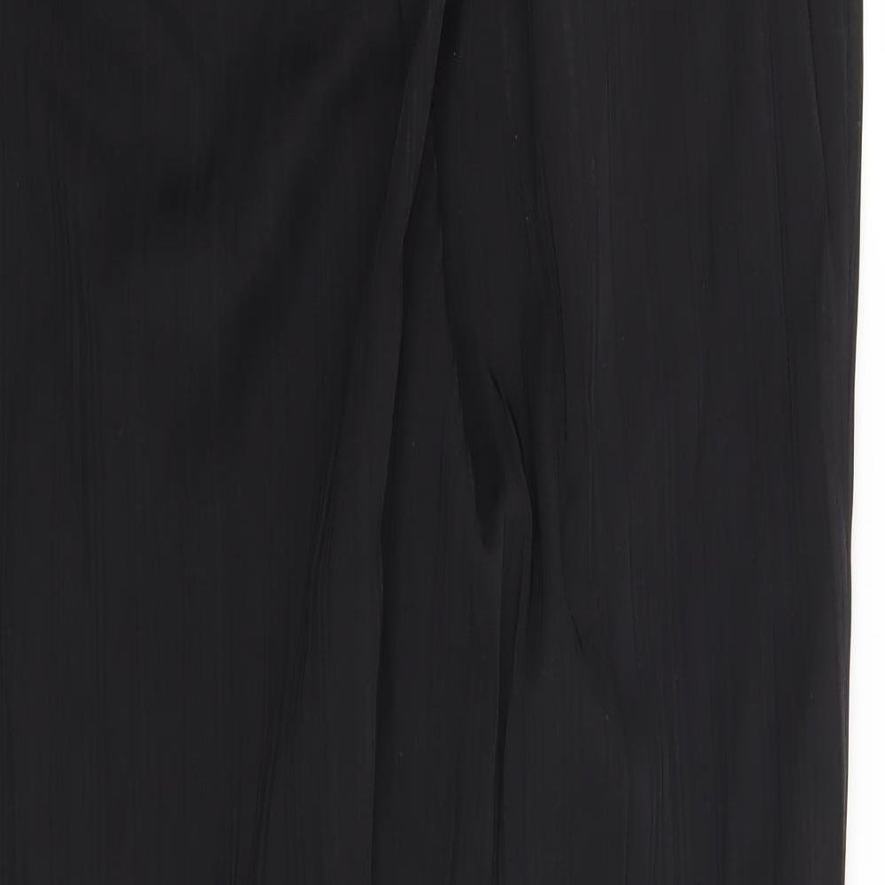 Brand and care label for Preworn women’s black trousers, size UK 34, in, 32-inch leg