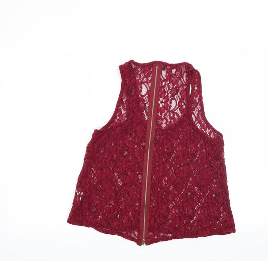 Select Womens Red Floral Basic Blouse Size 8