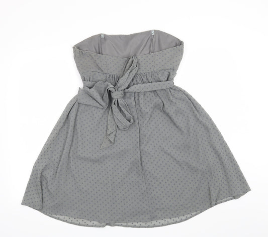Miso Womens Grey Polka Dot Fit & Flare Size 10