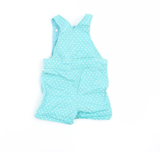 M&Co Girls Green Polka Dot Dungaree One-Piece Size 6-9 Months