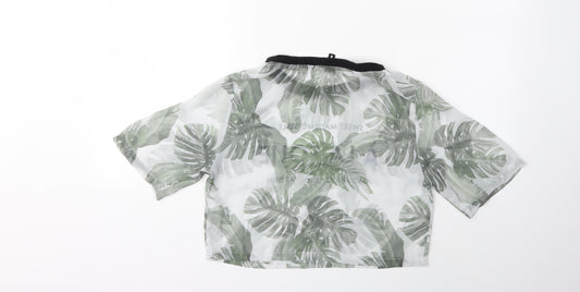 H&M Womens Green Floral Basic T-Shirt Size 8