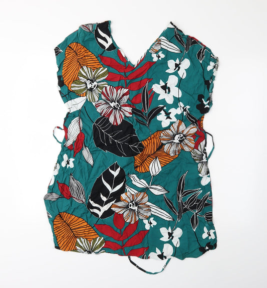 Papaya Womens Green Floral Basic Tank Size 16
