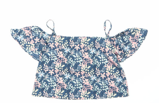 Kylie Girls Blue Floral Basic Tank Size 12 Years