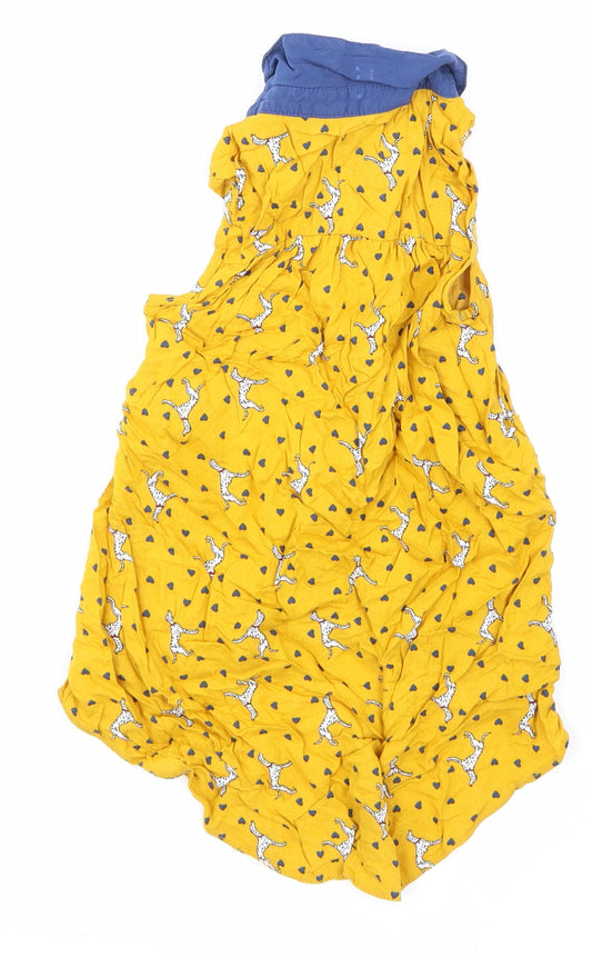 JUST FOR YOU Girls Yellow Animal Print Basic Button-Up Size 10-11 Years