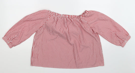 Select Womens Multicoloured Striped Cropped Blouse Size 14