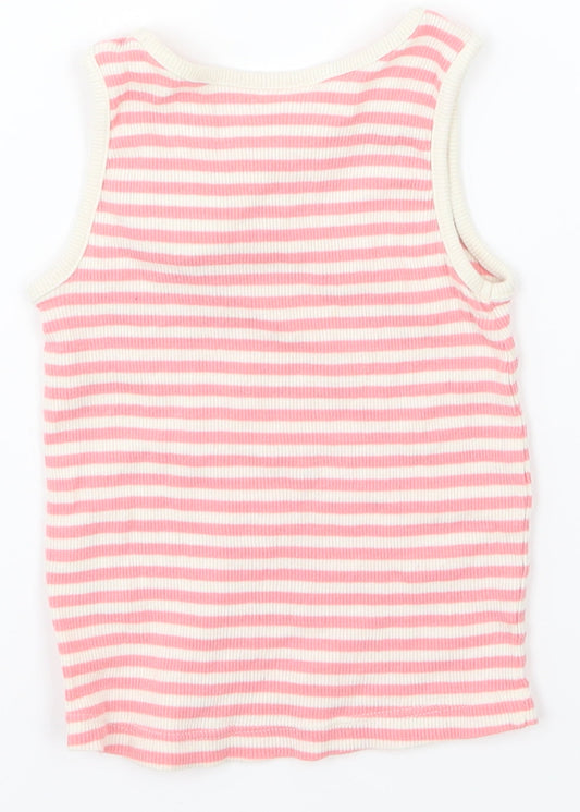 Matalan Girls Pink Basic Tank Size 18-24 Months - flower on front